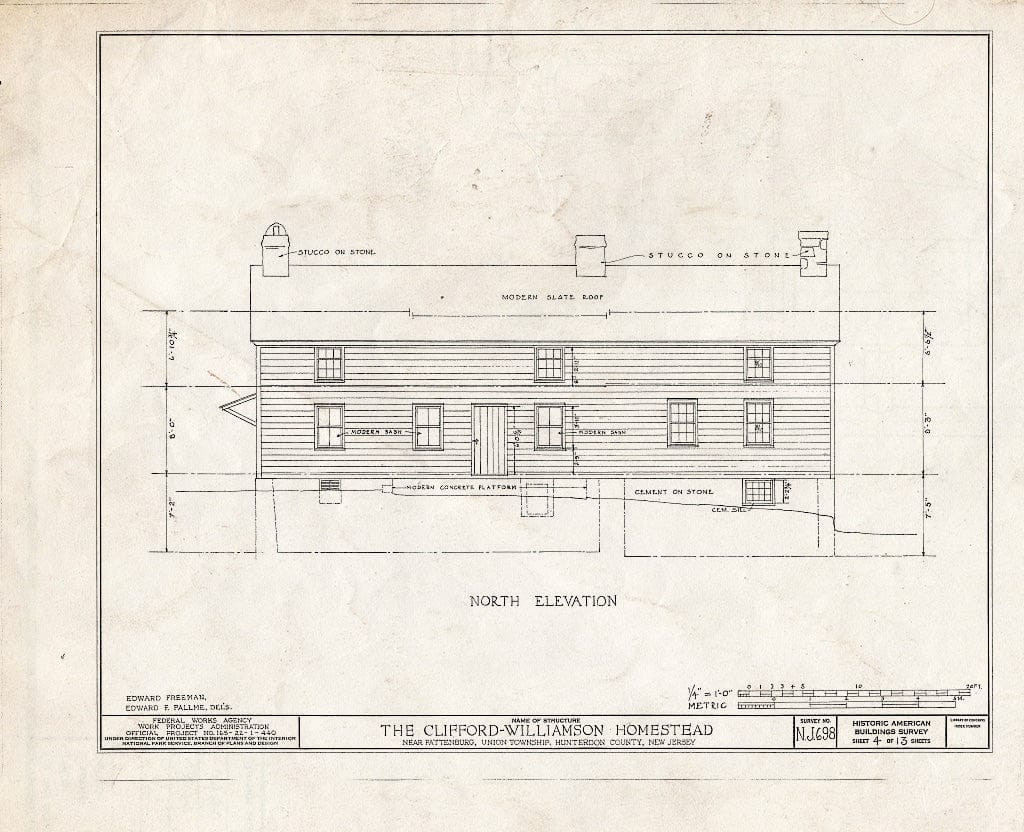 Blueprint HABS NJ,10-PAT.V,1- (Sheet 4 of 13) - Clifford-Williamson House, Pattenburg, Hunterdon County, NJ
