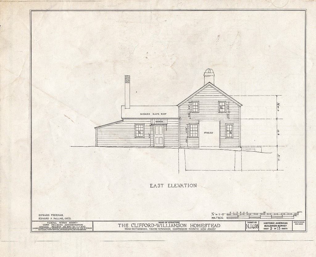 Blueprint HABS NJ,10-PAT.V,1- (Sheet 5 of 13) - Clifford-Williamson House, Pattenburg, Hunterdon County, NJ