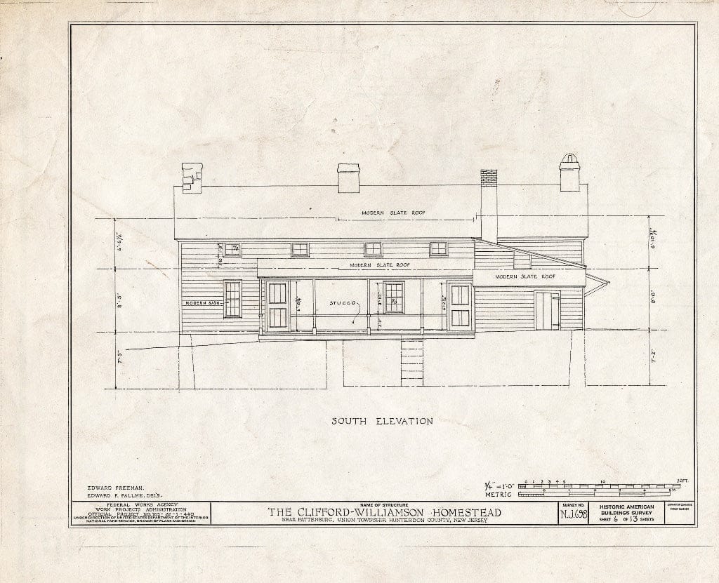 Blueprint HABS NJ,10-PAT.V,1- (Sheet 6 of 13) - Clifford-Williamson House, Pattenburg, Hunterdon County, NJ