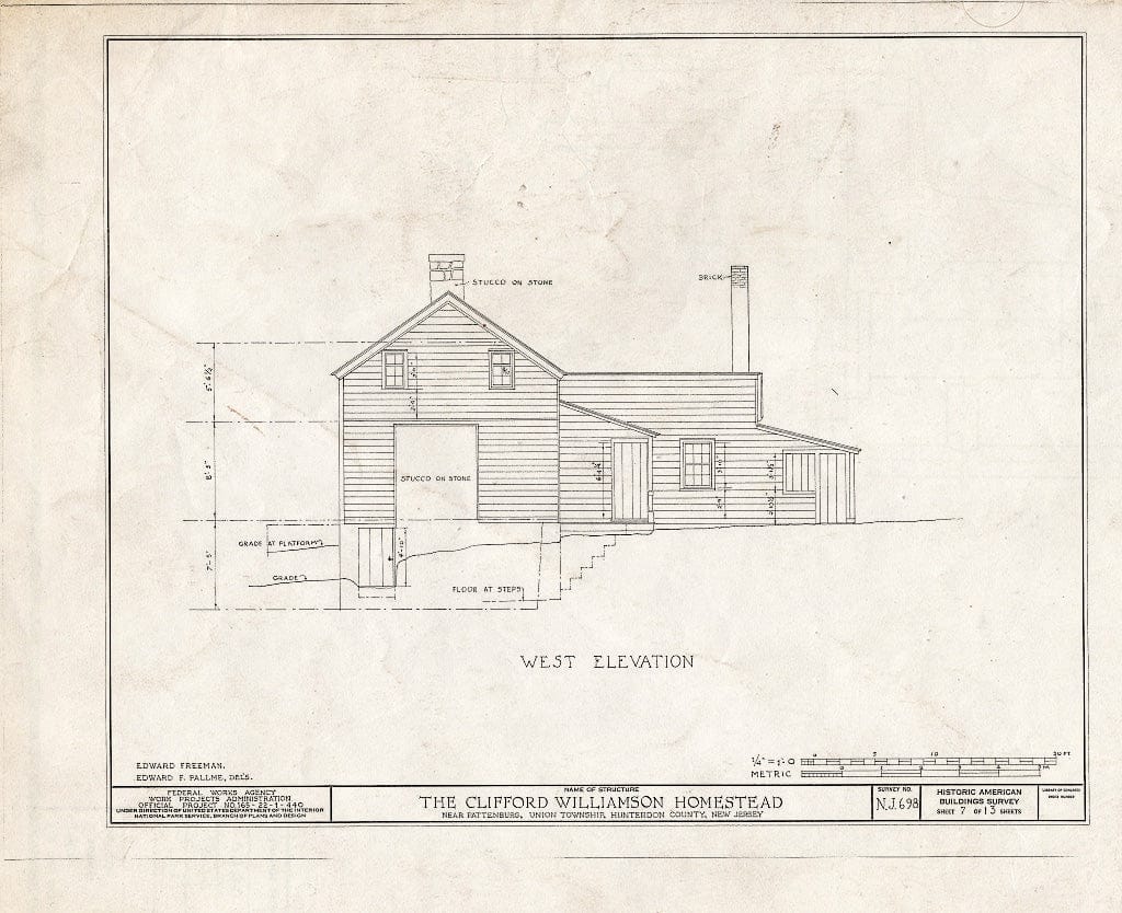 Blueprint HABS NJ,10-PAT.V,1- (Sheet 7 of 13) - Clifford-Williamson House, Pattenburg, Hunterdon County, NJ