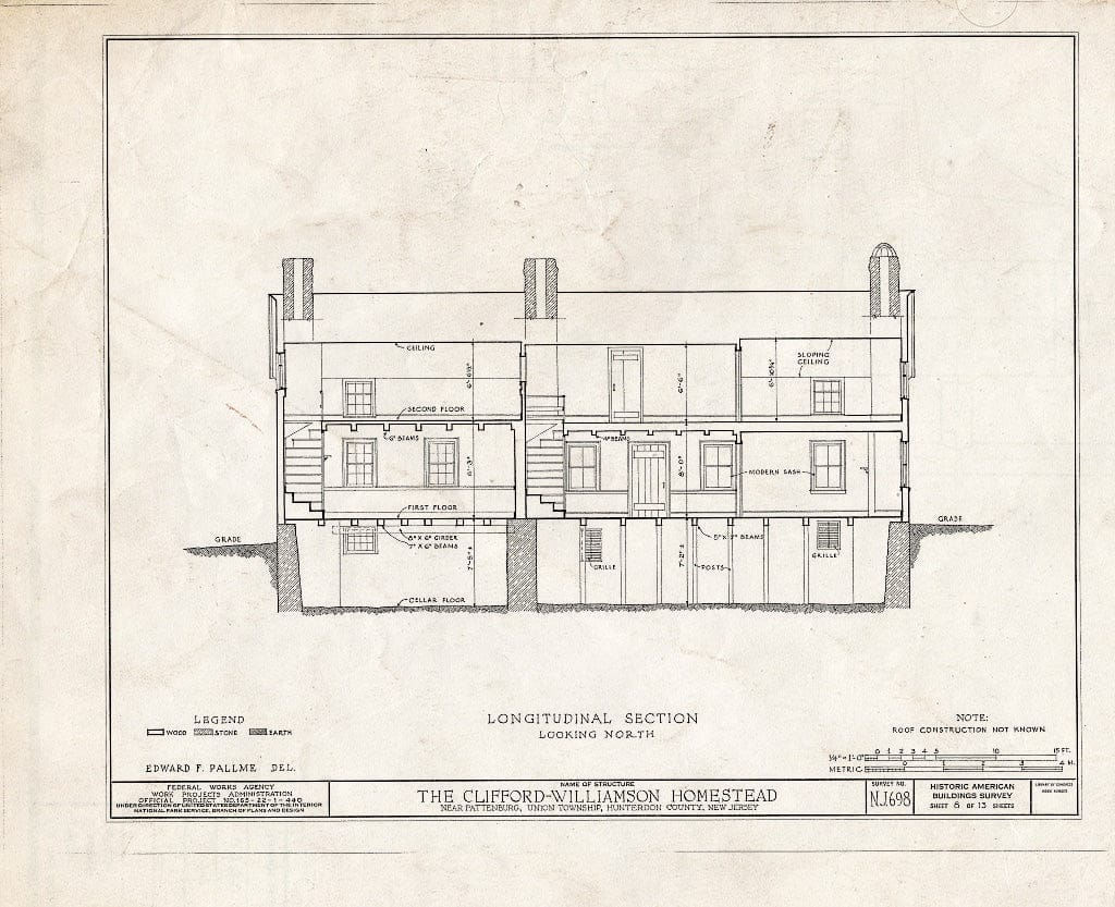 Blueprint HABS NJ,10-PAT.V,1- (Sheet 8 of 13) - Clifford-Williamson House, Pattenburg, Hunterdon County, NJ