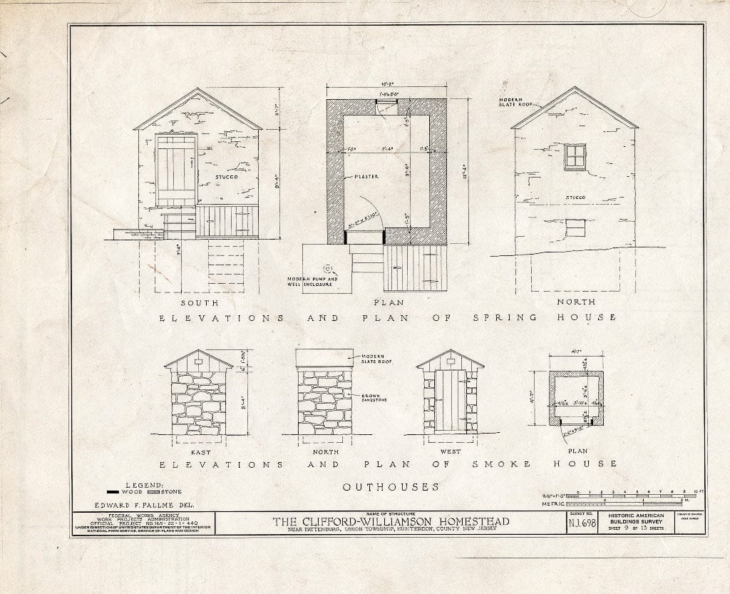 Blueprint HABS NJ,10-PAT.V,1- (Sheet 9 of 13) - Clifford-Williamson House, Pattenburg, Hunterdon County, NJ