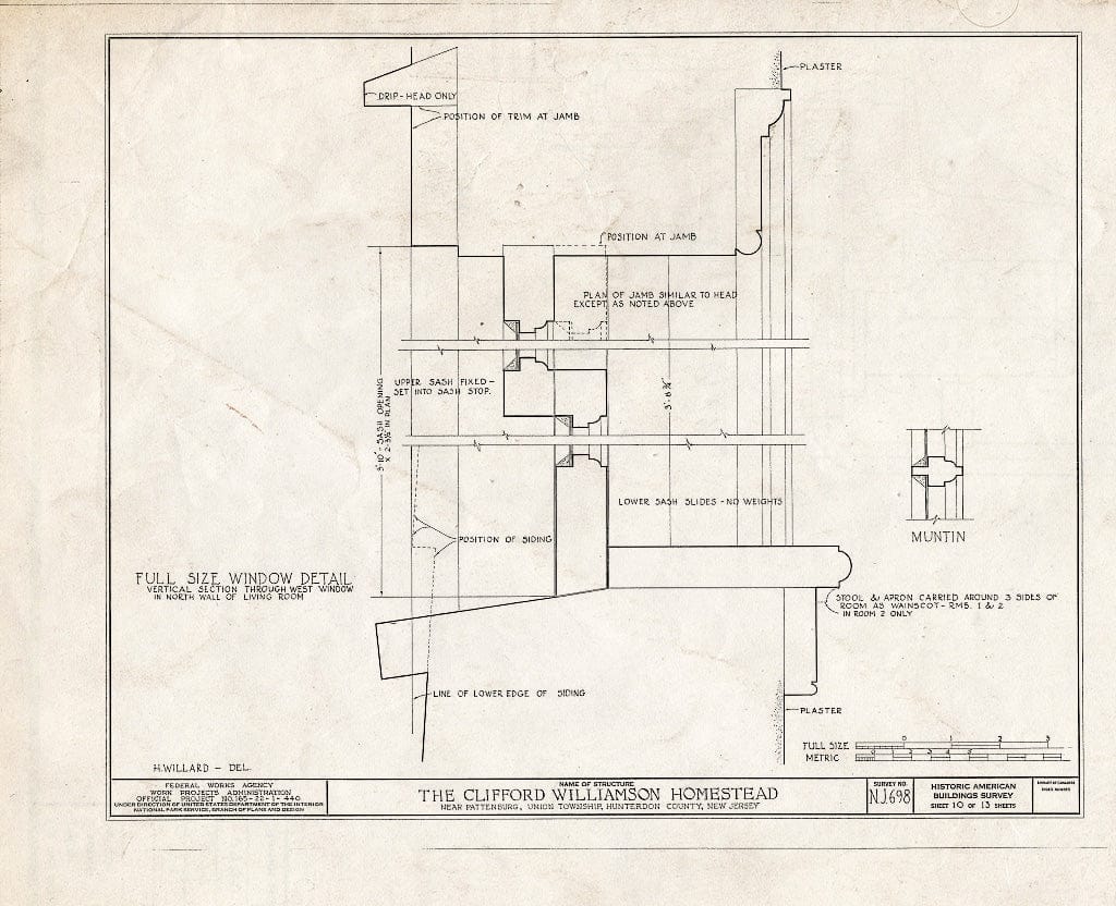 Blueprint HABS NJ,10-PAT.V,1- (Sheet 10 of 13) - Clifford-Williamson House, Pattenburg, Hunterdon County, NJ