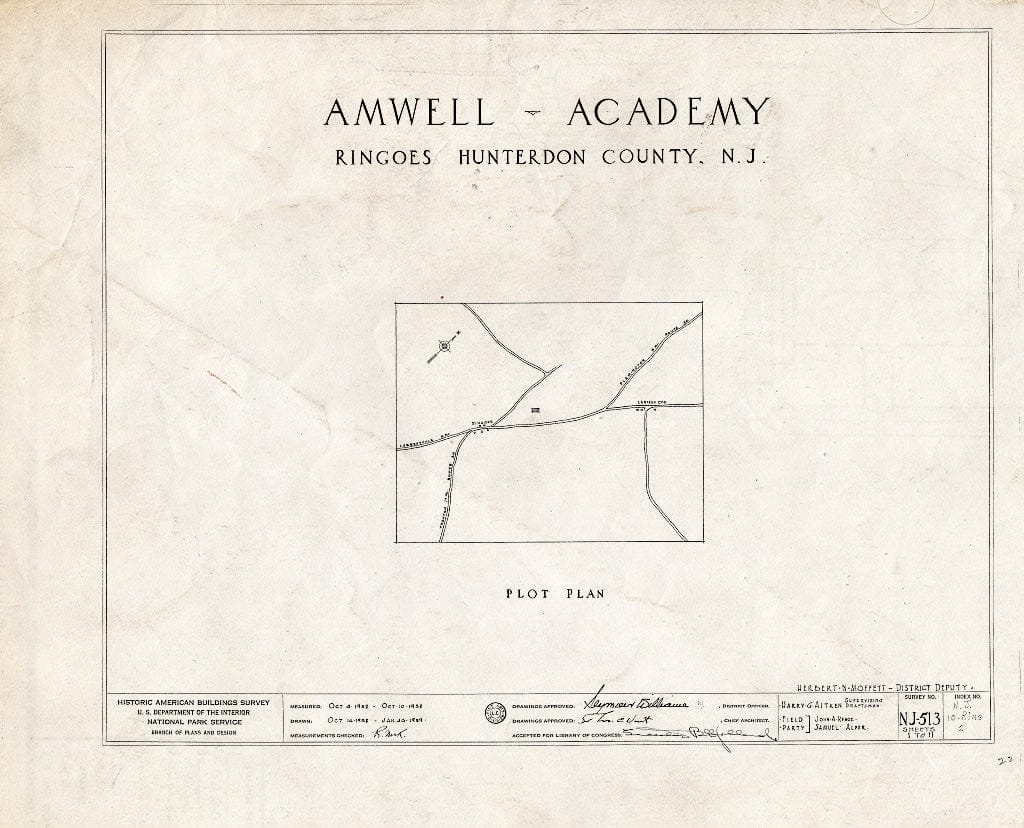 Blueprint HABS NJ,10-Ring,2- (Sheet 0 of 11) - Amwell Academy, Ringoes, Hunterdon County, NJ