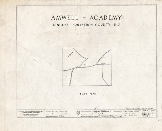 Blueprint HABS NJ,10-Ring,2- (Sheet 0 of 11) - Amwell Academy, Ringoes, Hunterdon County, NJ