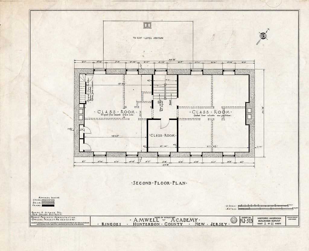 Blueprint HABS NJ,10-Ring,2- (Sheet 2 of 11) - Amwell Academy, Ringoes, Hunterdon County, NJ