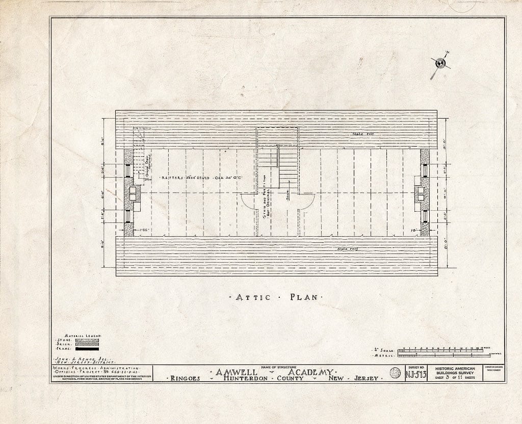 Blueprint HABS NJ,10-Ring,2- (Sheet 3 of 11) - Amwell Academy, Ringoes, Hunterdon County, NJ