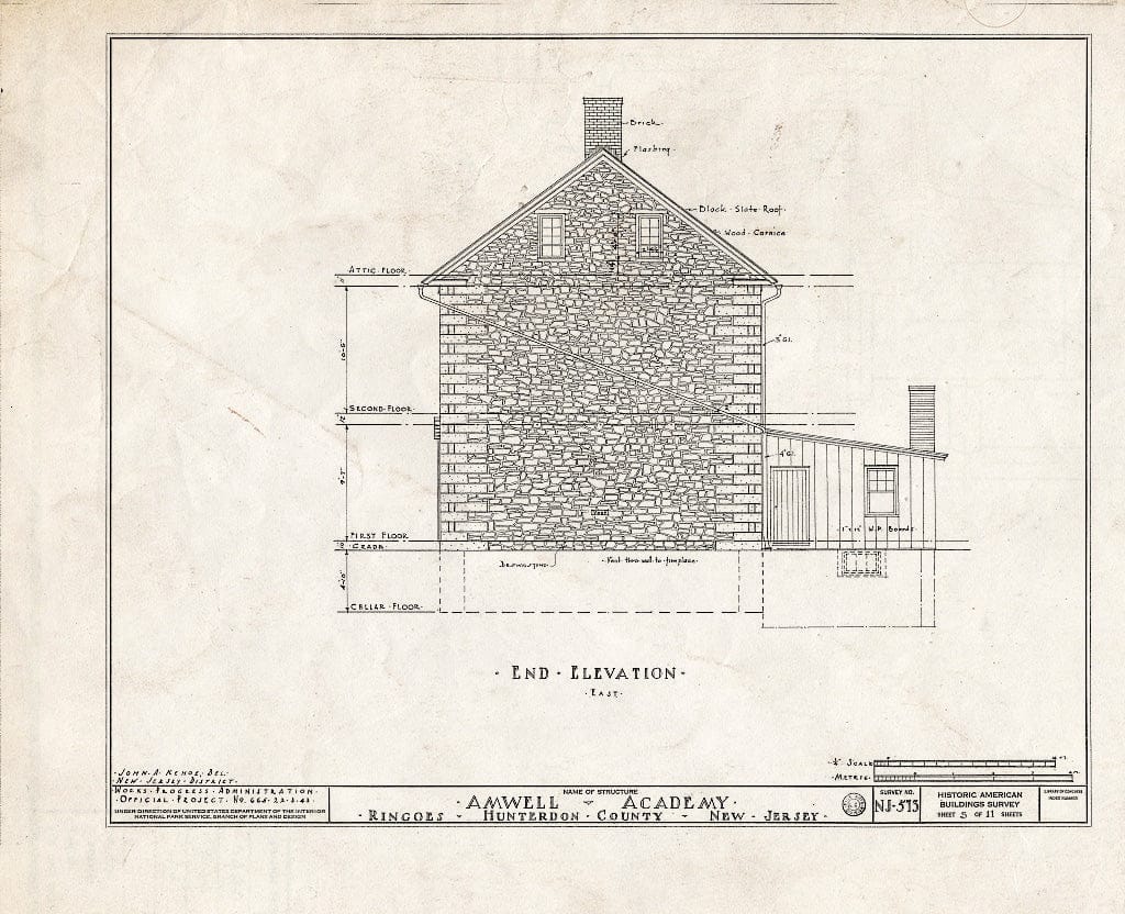 Blueprint HABS NJ,10-Ring,2- (Sheet 5 of 11) - Amwell Academy, Ringoes, Hunterdon County, NJ