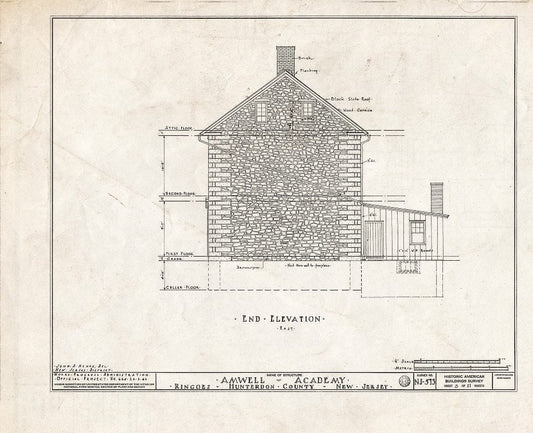 Blueprint HABS NJ,10-Ring,2- (Sheet 5 of 11) - Amwell Academy, Ringoes, Hunterdon County, NJ