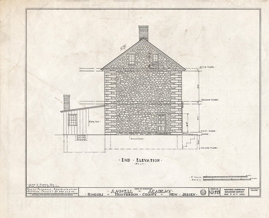 Blueprint HABS NJ,10-Ring,2- (Sheet 6 of 11) - Amwell Academy, Ringoes, Hunterdon County, NJ