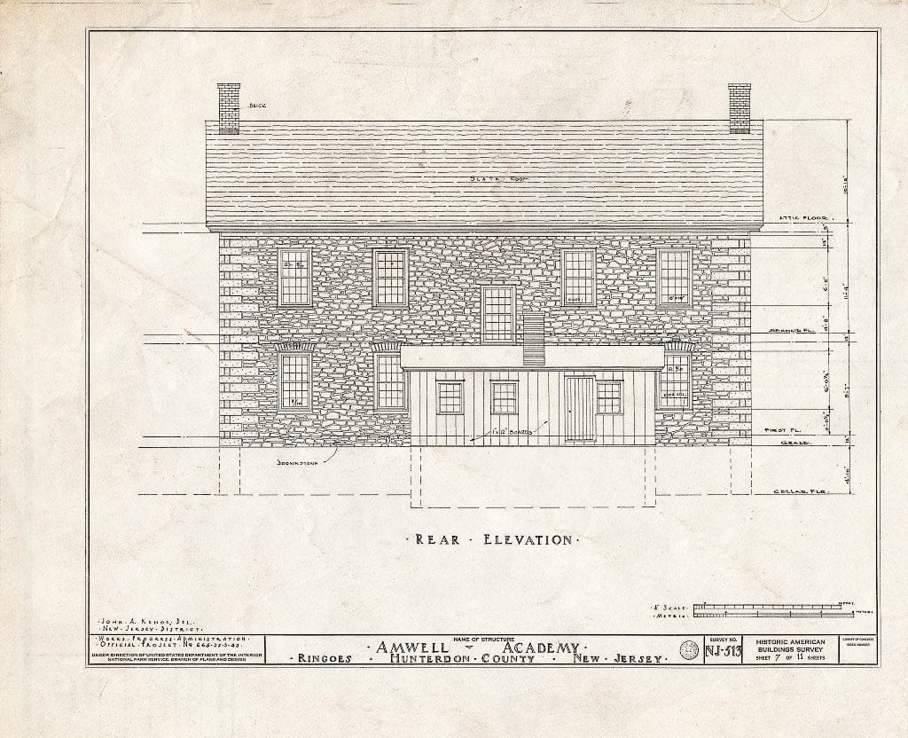Blueprint HABS NJ,10-Ring,2- (Sheet 7 of 11) - Amwell Academy, Ringoes, Hunterdon County, NJ
