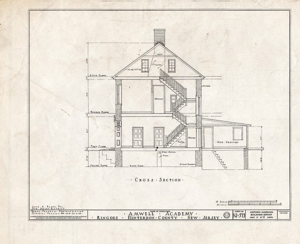 Blueprint HABS NJ,10-Ring,2- (Sheet 8 of 11) - Amwell Academy, Ringoes, Hunterdon County, NJ