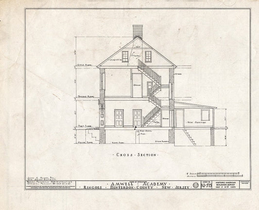 Blueprint HABS NJ,10-Ring,2- (Sheet 8 of 11) - Amwell Academy, Ringoes, Hunterdon County, NJ