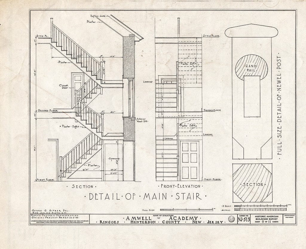 Blueprint HABS NJ,10-Ring,2- (Sheet 9 of 11) - Amwell Academy, Ringoes, Hunterdon County, NJ