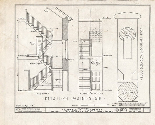 Blueprint HABS NJ,10-Ring,2- (Sheet 9 of 11) - Amwell Academy, Ringoes, Hunterdon County, NJ