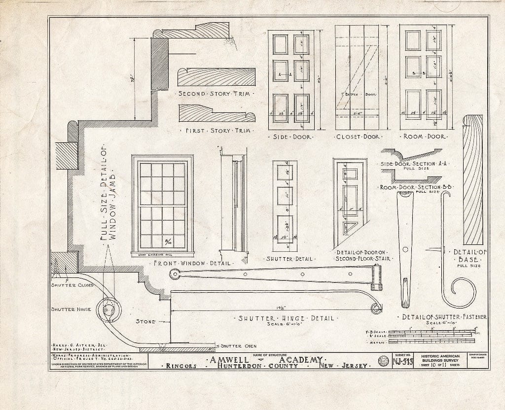 Blueprint HABS NJ,10-Ring,2- (Sheet 10 of 11) - Amwell Academy, Ringoes, Hunterdon County, NJ