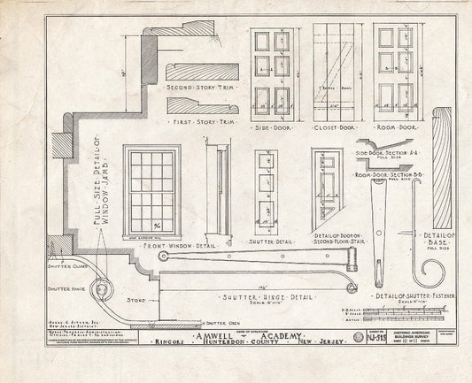 Blueprint HABS NJ,10-Ring,2- (Sheet 10 of 11) - Amwell Academy, Ringoes, Hunterdon County, NJ