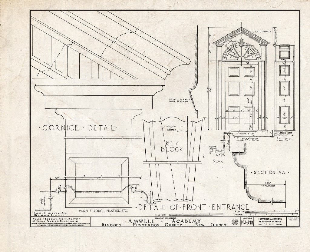 Blueprint HABS NJ,10-Ring,2- (Sheet 11 of 11) - Amwell Academy, Ringoes, Hunterdon County, NJ