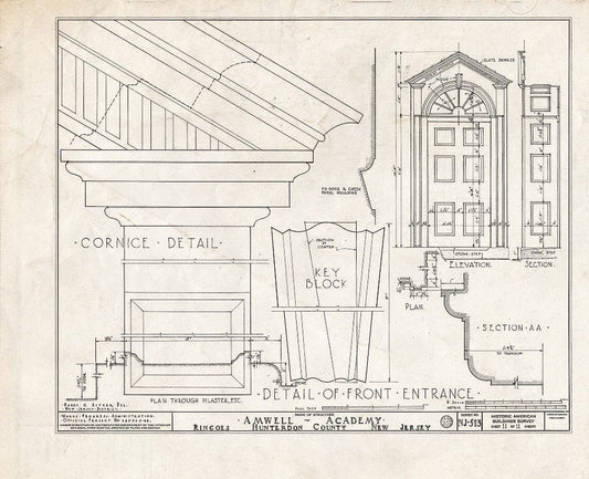 Blueprint HABS NJ,10-Ring,2- (Sheet 11 of 11) - Amwell Academy, Ringoes, Hunterdon County, NJ