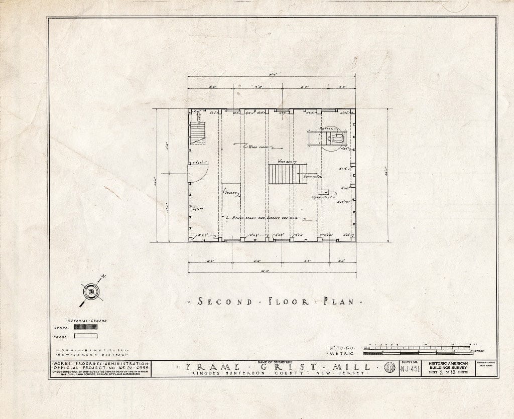 Blueprint HABS NJ,10-Ring,1- (Sheet 2 of 13) - Frame Grist Mill, Route 30, Ringoes, Hunterdon County, NJ