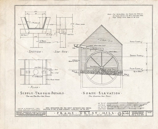 Blueprint HABS NJ,10-Ring,1- (Sheet 4 of 13) - Frame Grist Mill, Route 30, Ringoes, Hunterdon County, NJ