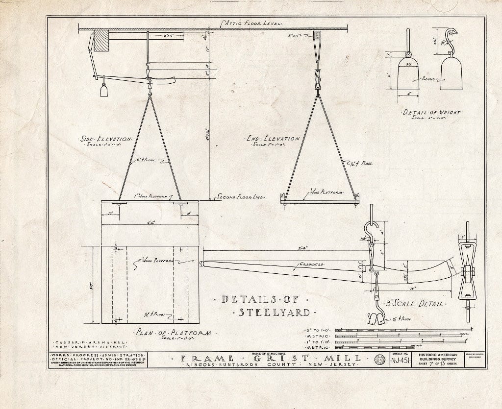 Blueprint HABS NJ,10-Ring,1- (Sheet 7 of 13) - Frame Grist Mill, Route 30, Ringoes, Hunterdon County, NJ