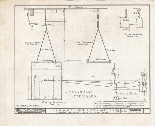 Blueprint HABS NJ,10-Ring,1- (Sheet 7 of 13) - Frame Grist Mill, Route 30, Ringoes, Hunterdon County, NJ