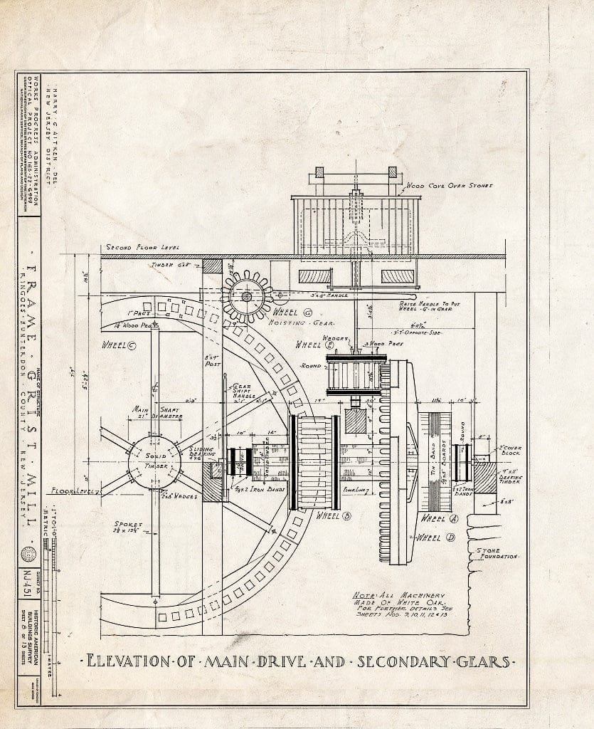 Blueprint HABS NJ,10-Ring,1- (Sheet 8 of 13) - Frame Grist Mill, Route 30, Ringoes, Hunterdon County, NJ
