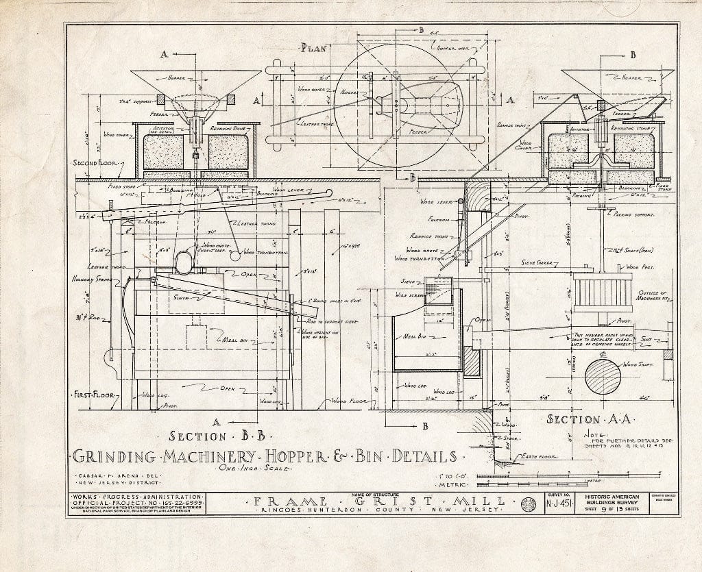 Blueprint HABS NJ,10-Ring,1- (Sheet 9 of 13) - Frame Grist Mill, Route 30, Ringoes, Hunterdon County, NJ