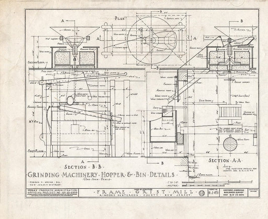 Blueprint HABS NJ,10-Ring,1- (Sheet 9 of 13) - Frame Grist Mill, Route 30, Ringoes, Hunterdon County, NJ
