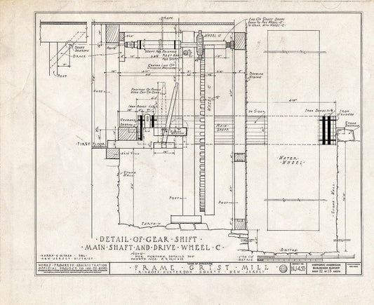 Blueprint HABS NJ,10-Ring,1- (Sheet 12 of 13) - Frame Grist Mill, Route 30, Ringoes, Hunterdon County, NJ