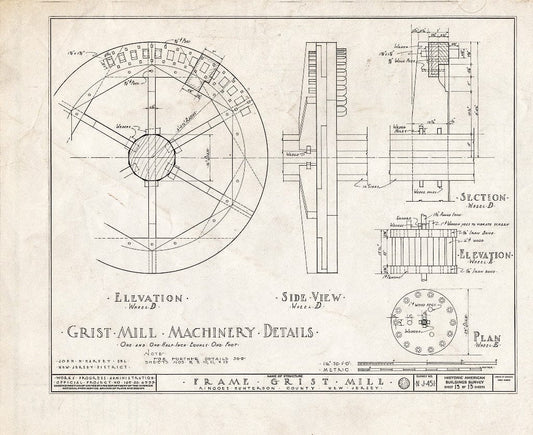 Blueprint HABS NJ,10-Ring,1- (Sheet 13 of 13) - Frame Grist Mill, Route 30, Ringoes, Hunterdon County, NJ