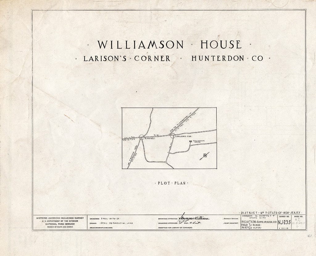 Blueprint HABS NJ,10-Ring.V,1- (Sheet 0 of 13) - Williamson House, Ringoes, Hunterdon County, NJ