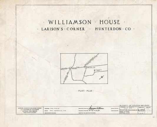 Blueprint HABS NJ,10-Ring.V,1- (Sheet 0 of 13) - Williamson House, Ringoes, Hunterdon County, NJ