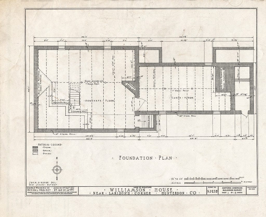 Blueprint HABS NJ,10-Ring.V,1- (Sheet 1 of 13) - Williamson House, Ringoes, Hunterdon County, NJ