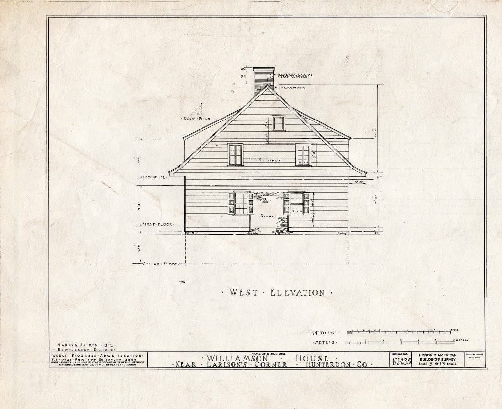 Blueprint HABS NJ,10-Ring.V,1- (Sheet 5 of 13) - Williamson House, Ringoes, Hunterdon County, NJ