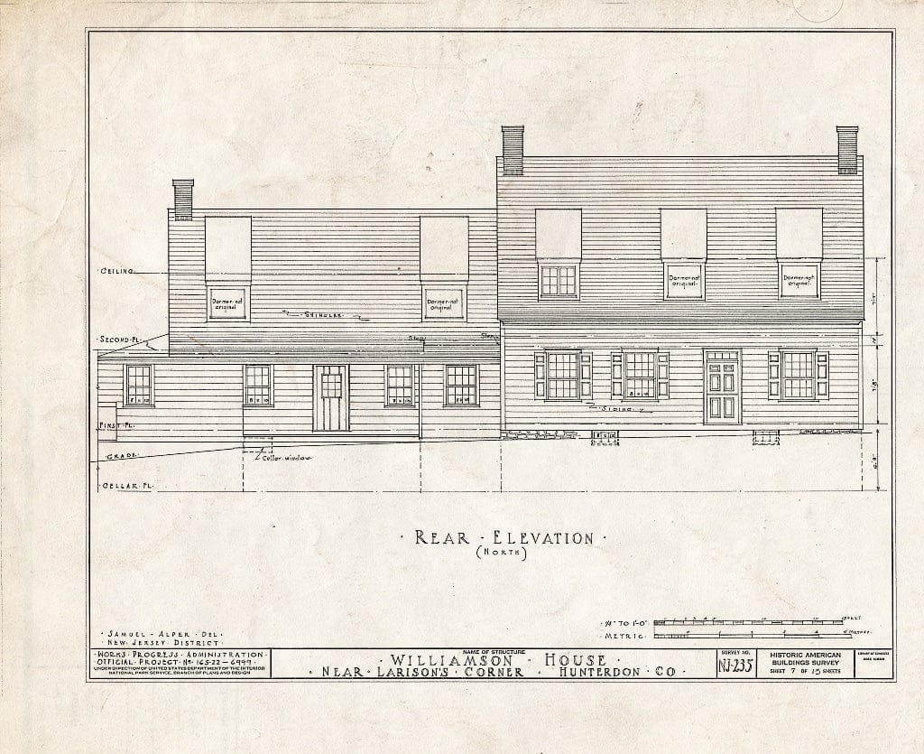 Blueprint HABS NJ,10-Ring.V,1- (Sheet 7 of 13) - Williamson House, Ringoes, Hunterdon County, NJ