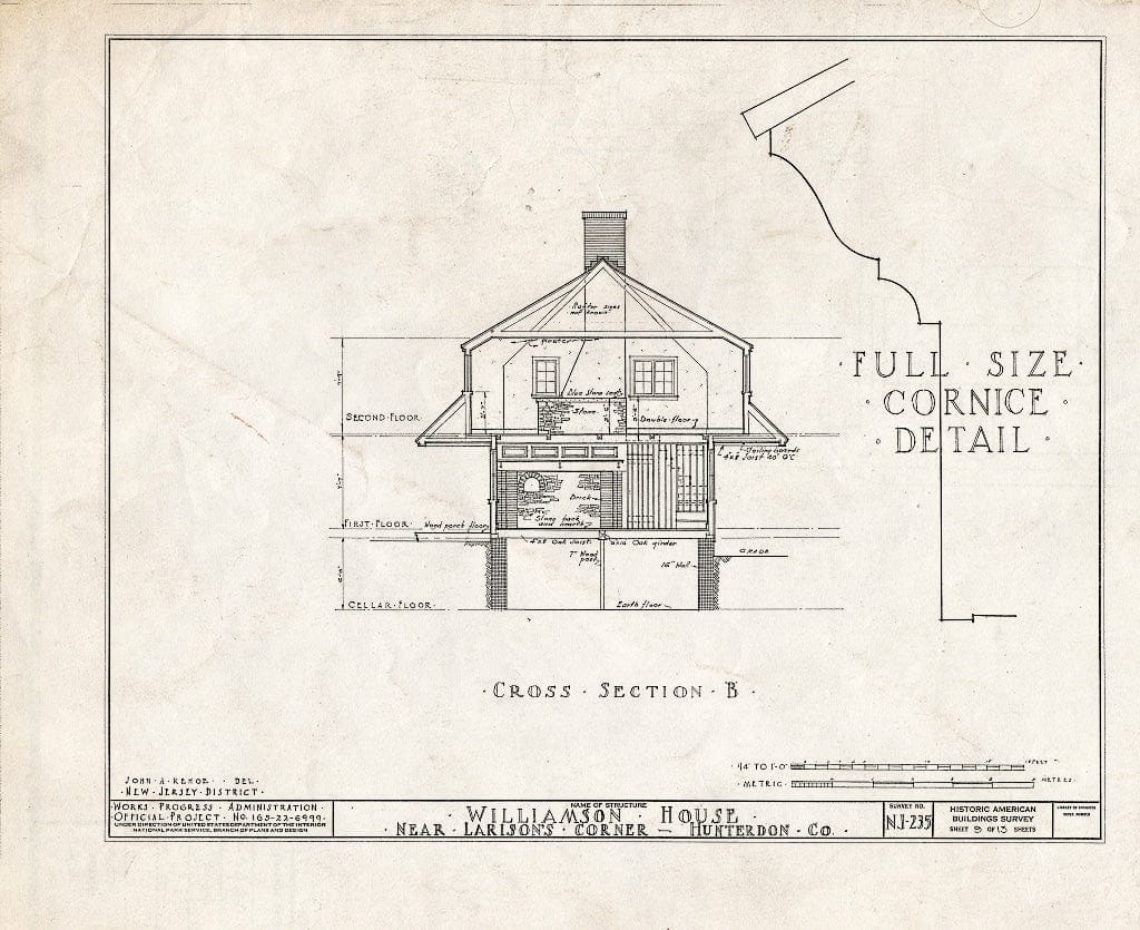 Blueprint HABS NJ,10-Ring.V,1- (Sheet 9 of 13) - Williamson House, Ringoes, Hunterdon County, NJ