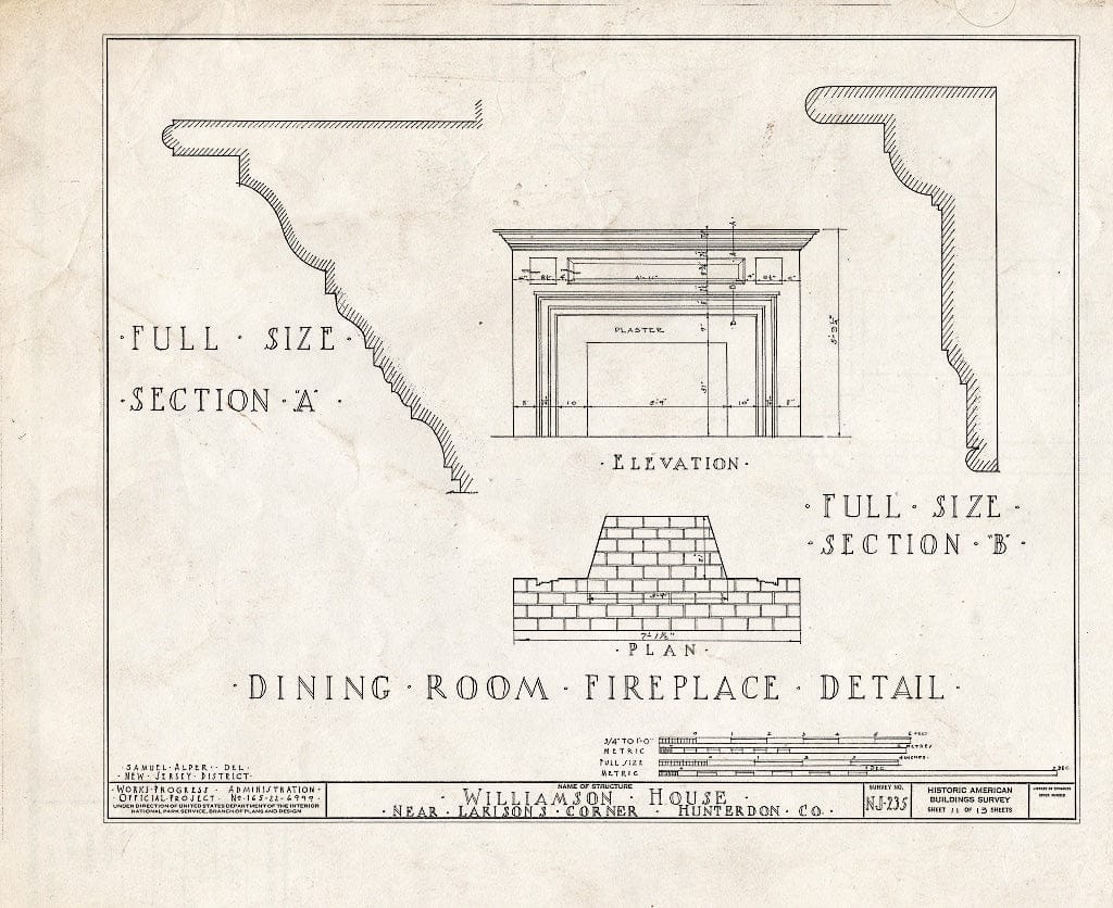 Blueprint HABS NJ,10-Ring.V,1- (Sheet 11 of 13) - Williamson House, Ringoes, Hunterdon County, NJ