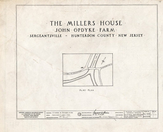 Blueprint HABS NJ,10-SERG,1- (Sheet 0 of 11) - Miller's House, Rosemont Road, Sergeantsville, Hunterdon County, NJ