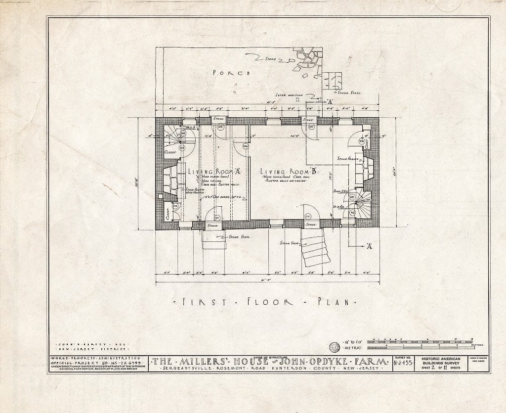 Blueprint HABS NJ,10-SERG,1- (Sheet 2 of 11) - Miller's House, Rosemont Road, Sergeantsville, Hunterdon County, NJ