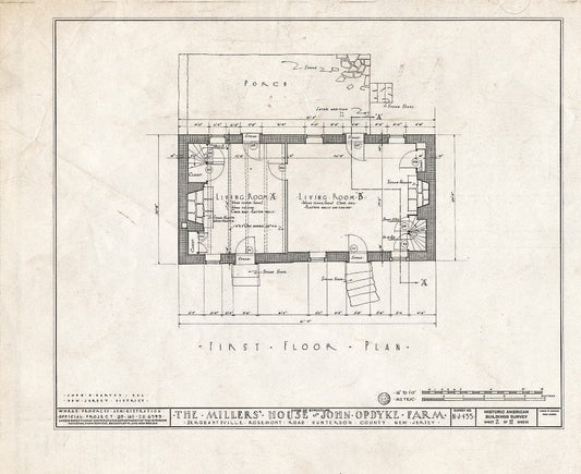 Blueprint HABS NJ,10-SERG,1- (Sheet 2 of 11) - Miller's House, Rosemont Road, Sergeantsville, Hunterdon County, NJ