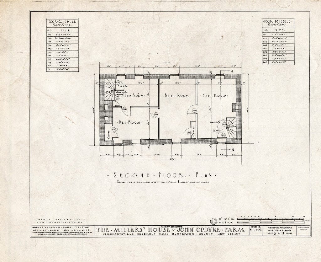 Blueprint HABS NJ,10-SERG,1- (Sheet 3 of 11) - Miller's House, Rosemont Road, Sergeantsville, Hunterdon County, NJ