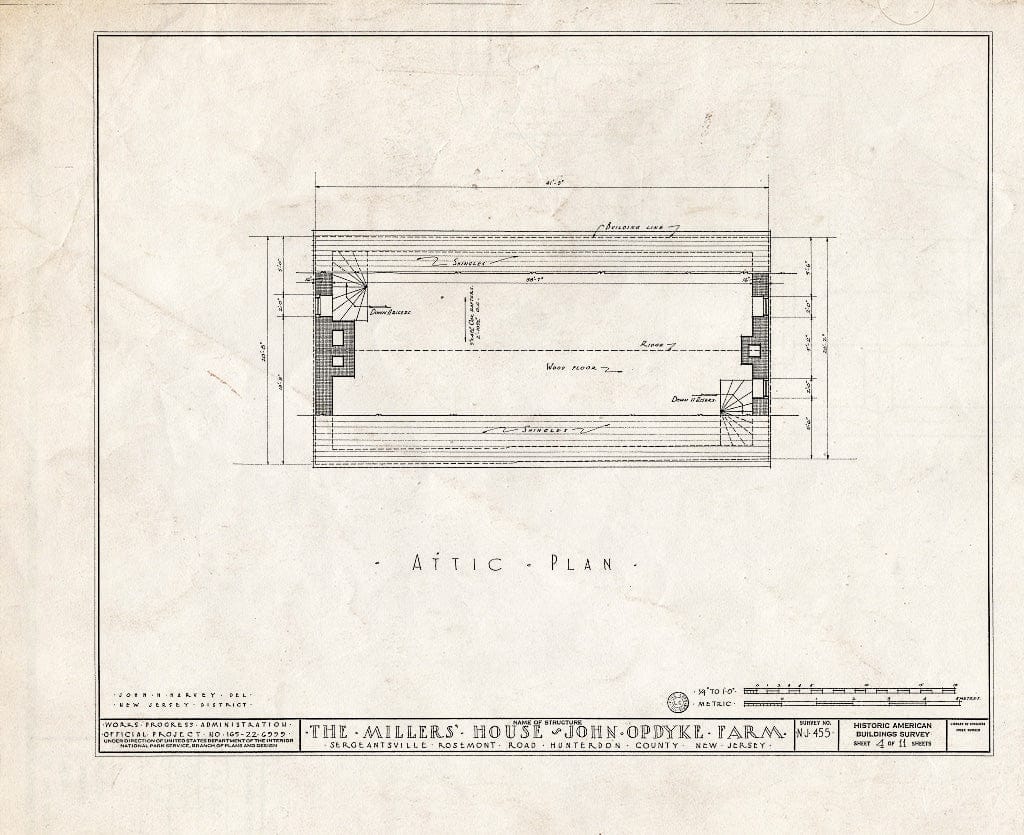 Blueprint HABS NJ,10-SERG,1- (Sheet 4 of 11) - Miller's House, Rosemont Road, Sergeantsville, Hunterdon County, NJ