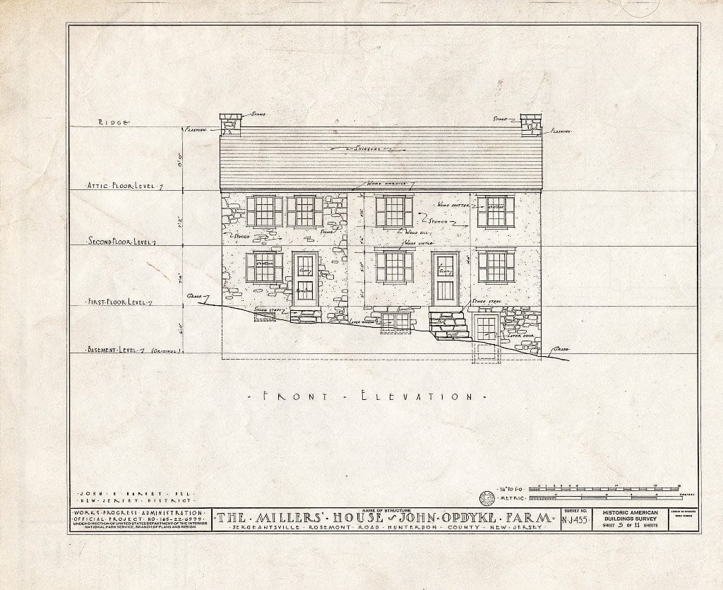 Blueprint HABS NJ,10-SERG,1- (Sheet 5 of 11) - Miller's House, Rosemont Road, Sergeantsville, Hunterdon County, NJ