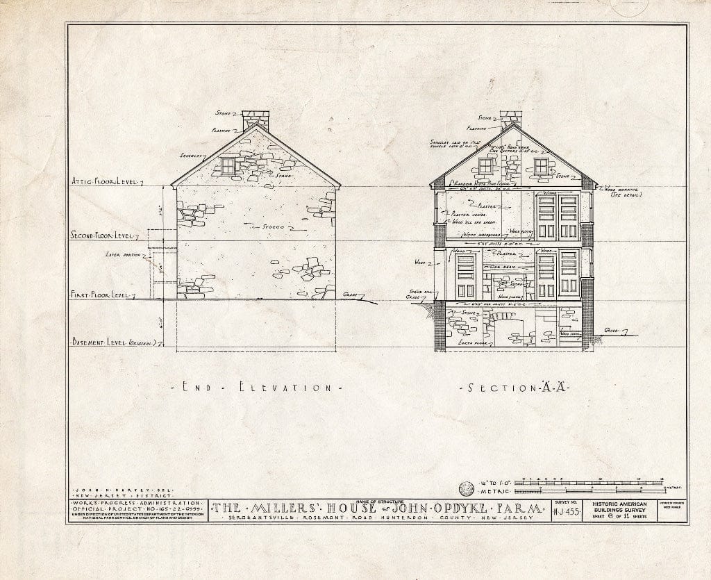 Blueprint HABS NJ,10-SERG,1- (Sheet 6 of 11) - Miller's House, Rosemont Road, Sergeantsville, Hunterdon County, NJ