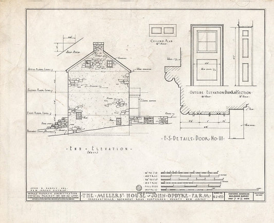 Blueprint HABS NJ,10-SERG,1- (Sheet 7 of 11) - Miller's House, Rosemont Road, Sergeantsville, Hunterdon County, NJ