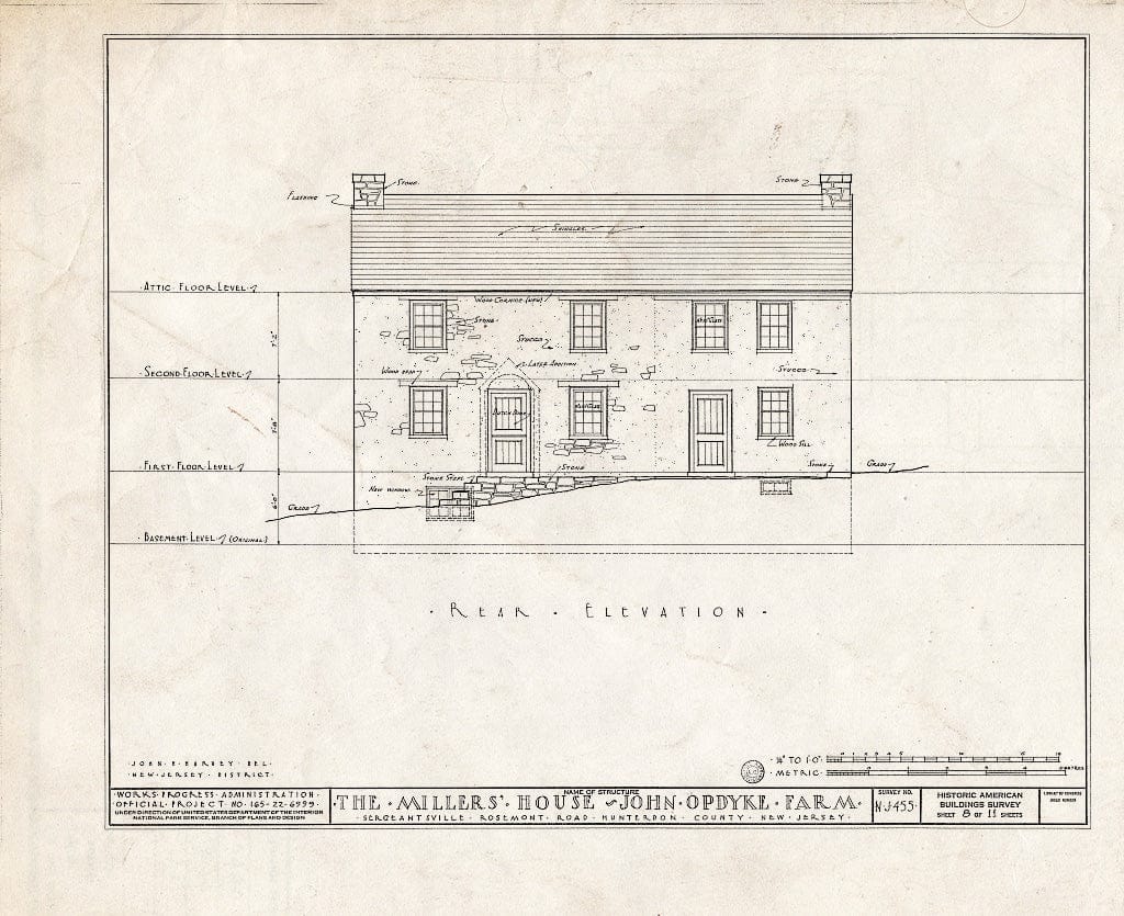 Blueprint HABS NJ,10-SERG,1- (Sheet 8 of 11) - Miller's House, Rosemont Road, Sergeantsville, Hunterdon County, NJ