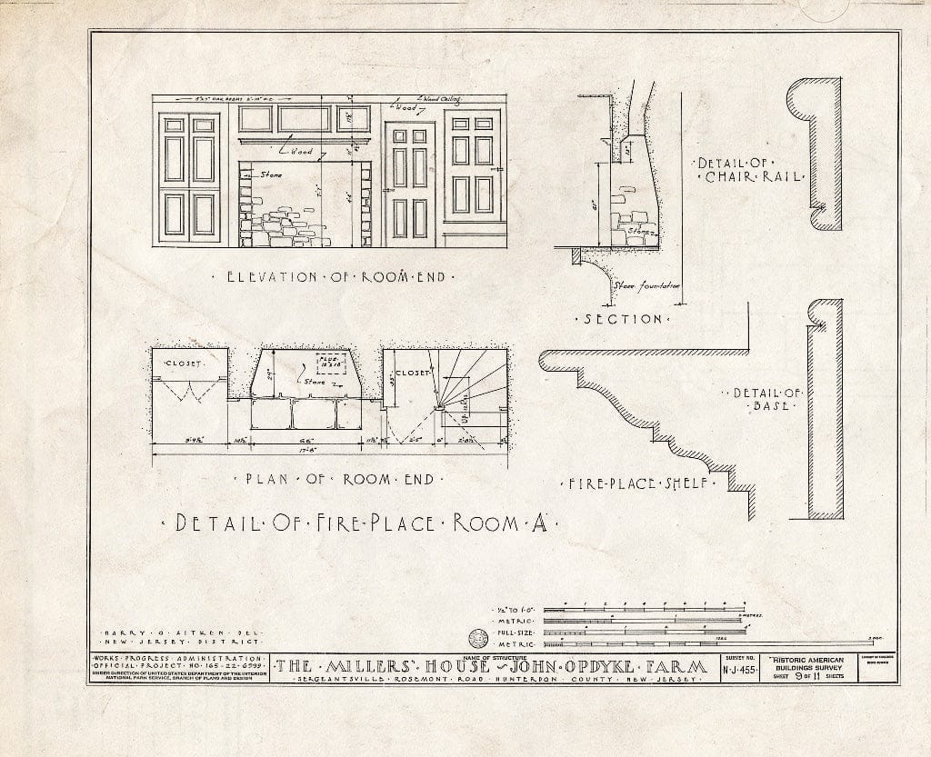Blueprint HABS NJ,10-SERG,1- (Sheet 9 of 11) - Miller's House, Rosemont Road, Sergeantsville, Hunterdon County, NJ