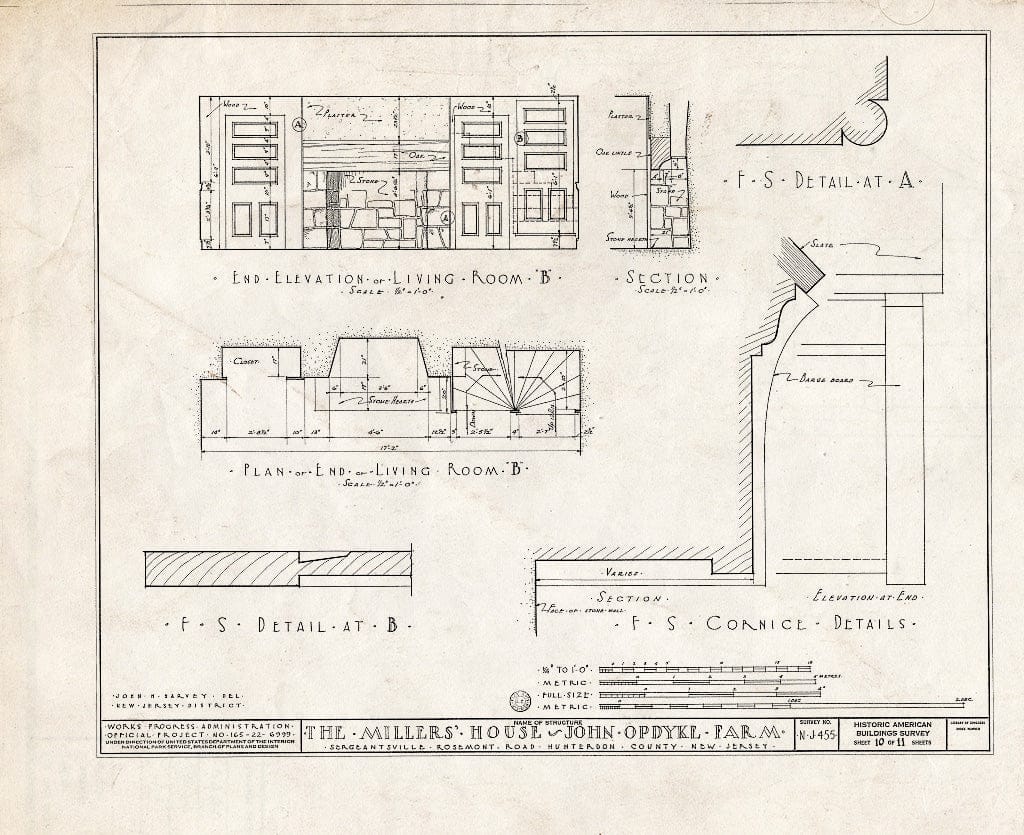 Blueprint HABS NJ,10-SERG,1- (Sheet 10 of 11) - Miller's House, Rosemont Road, Sergeantsville, Hunterdon County, NJ